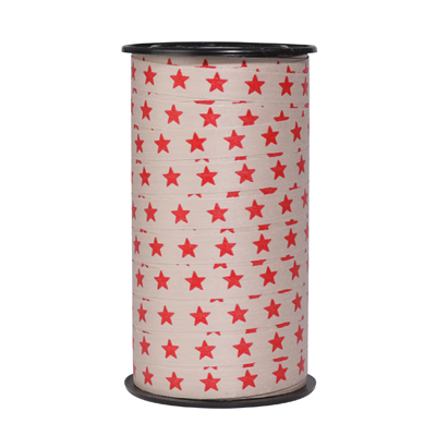 Bolduc brun Étoiles rouge - Bolducs imprimés et à motifs