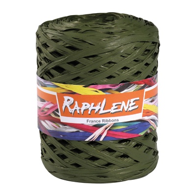 Raphia synthétique vert kaki effet mat 12,5 mm x 200 m - Raphias