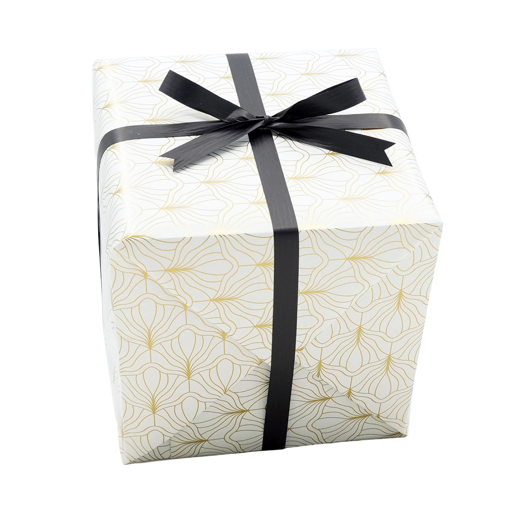 Papier cadeau Art Déco couché blanc 70 cm x 50 m, blanc / or, 70-80 g/m² - Papier cadeaux couchés à motifs-3
