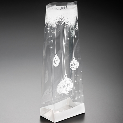 Sachet chocolat Noël Natale polypro 40µ fond papier 10 + 6 x 30,5 cm - Paquet de 50 - Sachets confiserie