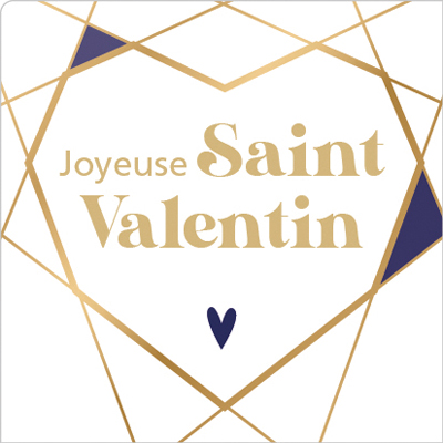 Etiquette Joyeuse Saint Valentin 35 x 35 mm graphique - Sticker Saint Valentin - Rouleau de 500 - Étiquettes cadeaux adhésives