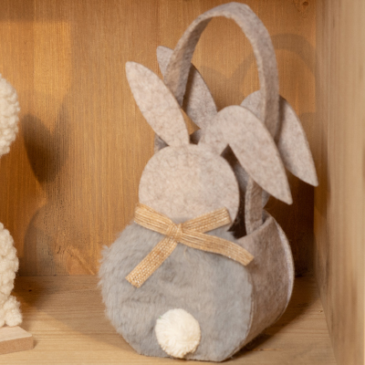 Panier avec décoration lapin en feutrine - Pâques-1