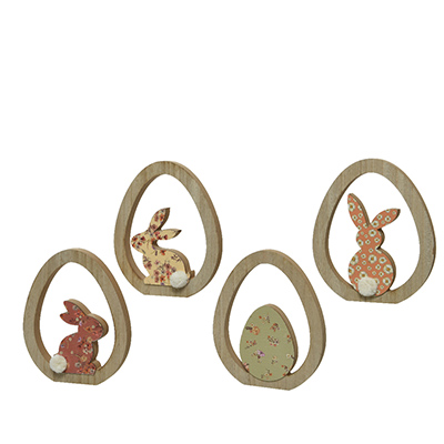 Oeuf en MDF avec figurine lapin  - Décors de Pâques