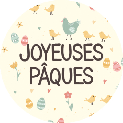 Étiquette cadeau adhésive Joyeuses Pâques ø 35 mm - boîte de 500 - Étiquettes cadeaux adhésives