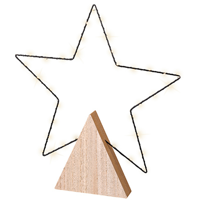 Cadre étoile sur triangle bois 35 micro-leds - Décors lumineux