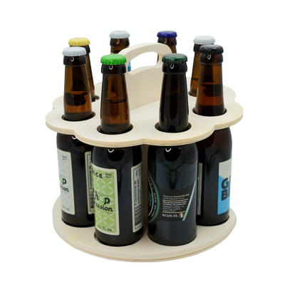 Tourniquet porte bouteilles de bière en bois avec poignée 8 bières 33 cl - Mètres de bières, Emballages pour bouteilles de bières-2