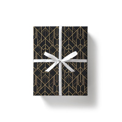 Papier cadeau Art Grafik couché blanc 70 cm x 25 m, noir / or, 80 g/m² - Papier cadeaux couchés à motifs-2