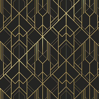 Papier cadeau Art Grafik couché blanc 30 cm x 50 m, noir / or, 80 g/m² - Papier cadeaux couchés à motifs