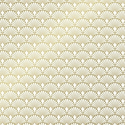 Papier cadeau Rétro couché blanc 30 cm x 50 m, blanc / or, 80 g/m² - Papiers cadeaux à motifs