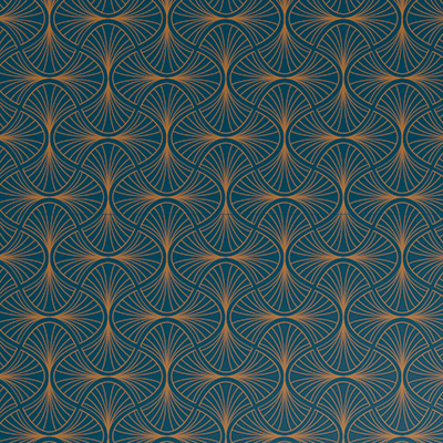 Papier cadeau bleu pétrole / cuivre Wendy 70cmx50m 60g/m² - Papier cadeaux couchés à motifs