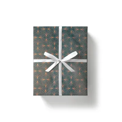 Papier cadeau bleu pétrole / cuivre Wendy 70cmx50m 60g/m² - Papier cadeaux couchés à motifs-5