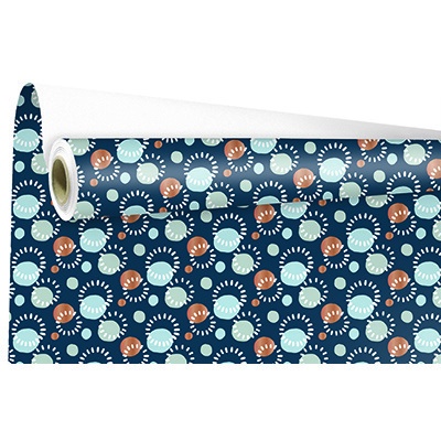 Papier cadeau Mathilde bleu motifs festifs 70 cm x 100 m 60 g/m² - Le rouleau - Papiers cadeaux à motifs