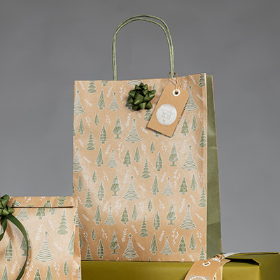 Sacs kraft Woody - Sacs kraft à motifs-1