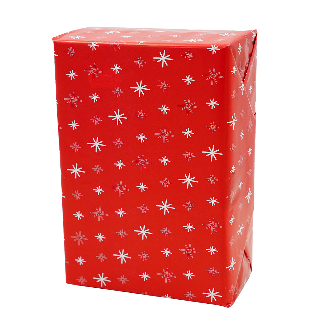 Papier cadeau couché rouge étoiles blanches 70 cm x 100 m 70 g/m² - Papier cadeaux couchés à motifs-4
