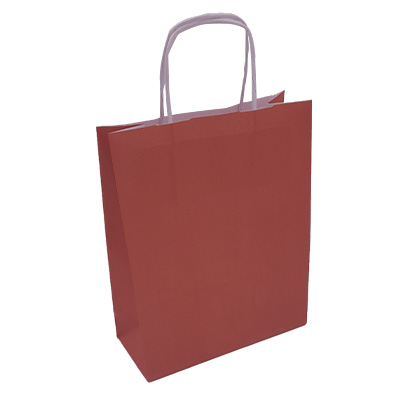 Sac kraft Terre de Sienne à poignées torsadées 19+8x23,5cm 90g/m² (x50) - Sacs kraft unis, poignées torsadées