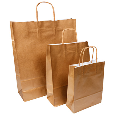 Sac kraft bronze à poignées torsadées 18+7x24cm 100g/m² (x50) - Sacs kraft unis, poignées torsadées-2