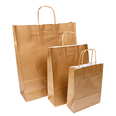 Sac kraft bronze à poignées torsadées 36+12x41cm 100g/m² (x50) - Sacs kraft métallisés poignées torsadées-3