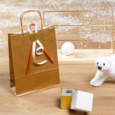 Sac kraft bronze à poignées torsadées 18+7x24cm 100g/m² (x50) - Sacs kraft unis, poignées torsadées-1