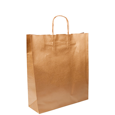 Sac kraft bronze à poignées torsadées 24+10x31cm 100g/m² (x50) - Sacs kraft unis, poignées torsadées