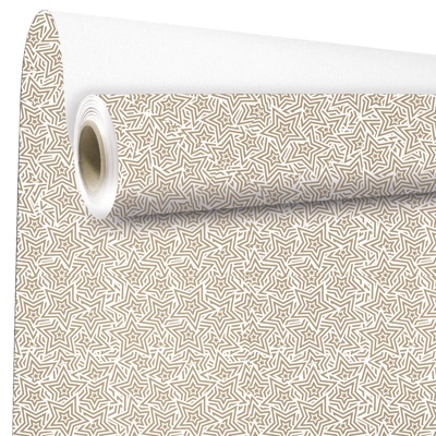 Papier cadeau couché blanc origami étoiles cuivre 70 cm x 100 m 70 g/m² – le rouleau - Papiers cadeaux à motifs-1