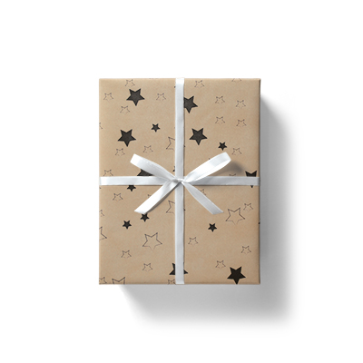 Papier cadeau kraft brun étoiles noires 70 cm x 100 m 60 g/m² - le rouleau - Papiers cadeaux kraft à motifs-3