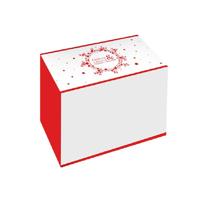 Boîte à bûche de Noël rouge / blanc 20 x 11 x H 10 cm 220 g/m² - Paquet de 25 - Boîtes à bûches