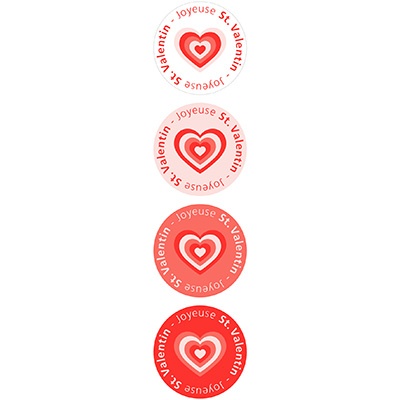 Étiquettes cadeaux adhésives Coeurs effet 3D - Étiquettes cadeaux adhésives