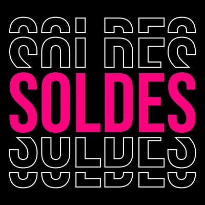 Affiche Soldes magasin carrée 38 x 38 cm - Affiche promo - Noir/Fuchsia - Affiches Soldes