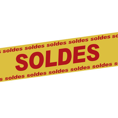 Banderole Soldes 15 cm x 10 m jaune/rouge plastique - Affichage Soldes - Banderoles Soldes-1