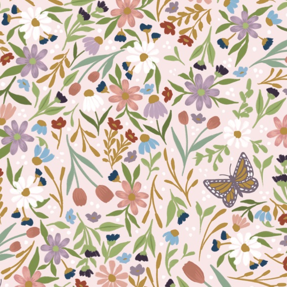 Papier cadeau couché rose Bucolique 70 cm x 50 m 80 g/m² – le rouleau - Papier cadeaux couchés à motifs