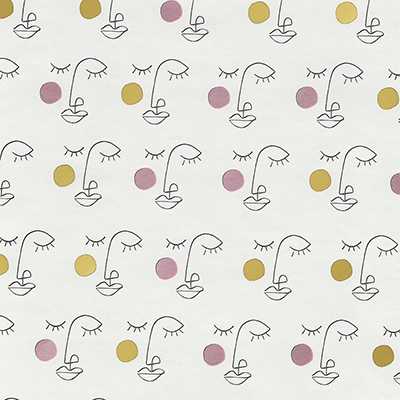 Papier cadeau métallisé blanc motif visage 70 cm x 50 m 74 g/m² – le rouleau - Papier cadeaux couchés à motifs