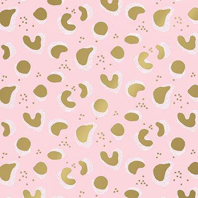 Papier cadeau couché rose empreintes or 70 cm x 50 m 80 g/m² – le rouleau - Papiers cadeaux à motifs