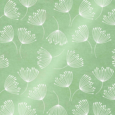 Papier cadeau kraft floral 70 cm x 50 m, vert / blanc, 80 g/m² - Papiers cadeaux kraft à motifs