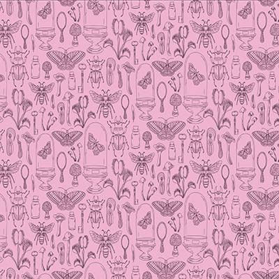 Papier cadeau kraft violet/rose Cabinet de curiosité 70 cm x 50 m 60g/m² - Papiers cadeaux kraft à motifs