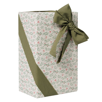 Papier cadeau herbe houx vert/rouge 70 cm x 25 m 65 g/m² – le rouleau - Papiers cadeaux à motifs