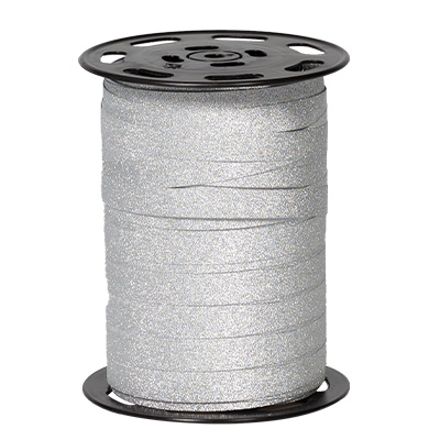 Bolduc argent pailleté 10 mm x 100 m polypropylène - Bolducs unis