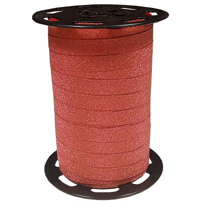 Bolduc rouge pailleté 10 mm x 100 m polypropylène - Bolducs unis