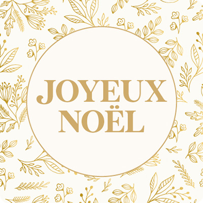 Étiquettes cadeaux adhésives Joyeux Noël feuillage or/blanc ø35 mm – Paquet de 500 - Étiquettes cadeaux adhésives