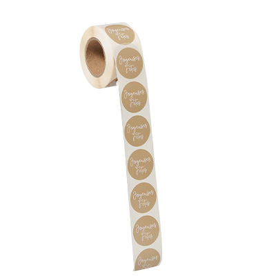 Étiquettes cadeaux adhésives rondes Joyeuses Fêtes or/blanc ø35 mm – Paquet de 500 - Étiquettes cadeaux adhésives