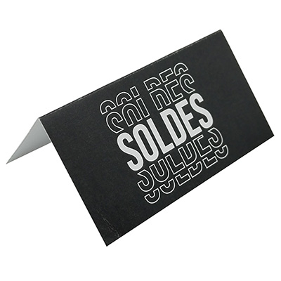 Étiquette chevalet SOLDES 60 x 31 mm noir - Etiquette Soldes - Lot de 1000 - Étiquettes chevalets