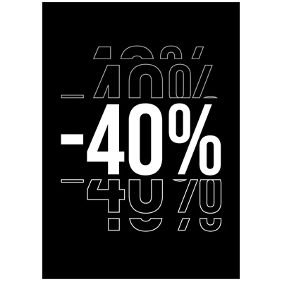 Etiquette -40% à trou 50 x 70 mm - Sticker Soldes - Paquet de 100 - Étiquettes Soldes