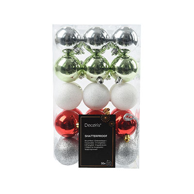 Assortiment de 30 boules incassables - ø 6 cm - Perle - Boules-1
