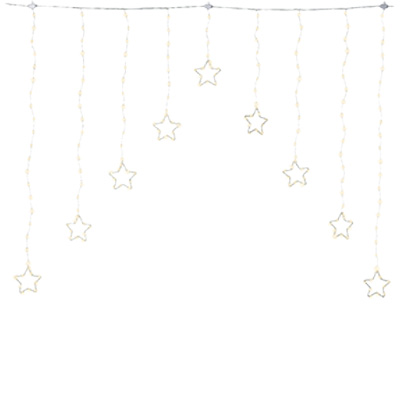 Rideau lumineux scintillant Étoiles 206 leds blanc chaud - L 120 cm - Décors lumineux