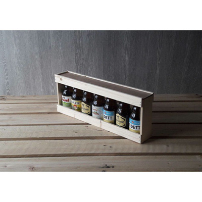 Caisse en bois pour 7 bouteilles larges Steinie - L 52 x P 9 cm - Brasseur