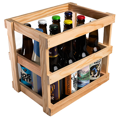 caisse à bouteilles en bois - porte bouteilles de bières en bois 12 bières 33cl / 4 bouteilles de vin - Mètres de bières, Emballages pour bouteilles de bières-2