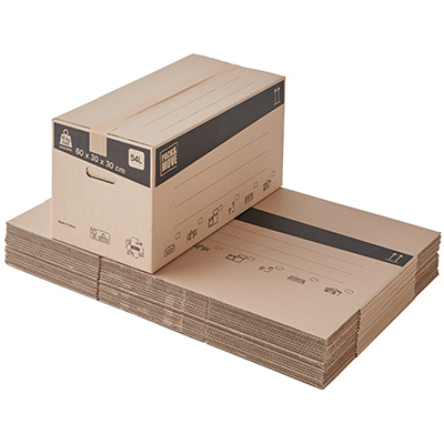 Caisse américaine carton, carton simple cannelure 60x30x30cm, paquet de 20 - Caisses américaines cartons-1