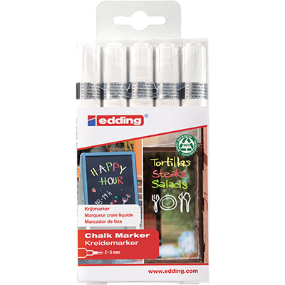 Lots de 5 marqueurs craie liquide E 4095 - blanc - pointe 2-3 mm - Marqueurs