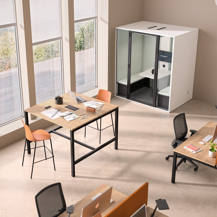 Table haute Astrolite 140 x 80 x H 105 cm noir/ nebraska - Buronomic© - Bureaux Astrolite-3