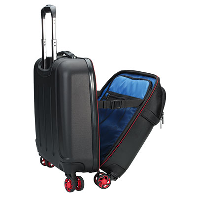 Trolley valise porte-documents à roulettes - coque noir / rouge - Porte-blocs et Porte-documents-1