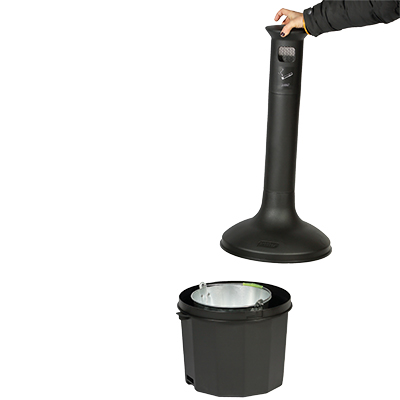 Cendrier extérieur sur pied 10 litres, plastique, noir, ø 35 x H 95 cm - Poubelles professionnelles-1
